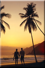 Couple on the beach at sunset